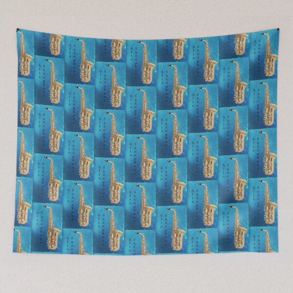 Item preview, Shiny Alto Saxophone on a Bubbly Blue Background designed and sold by Havocgirl.