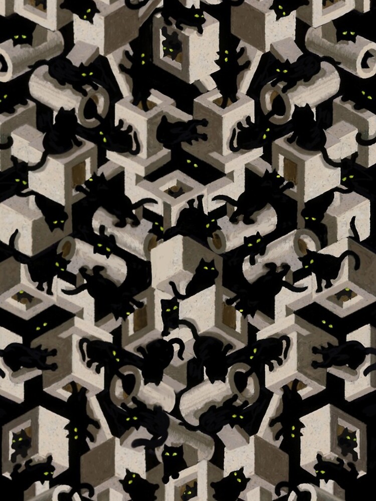 black cat tree optical illusion by stevesack