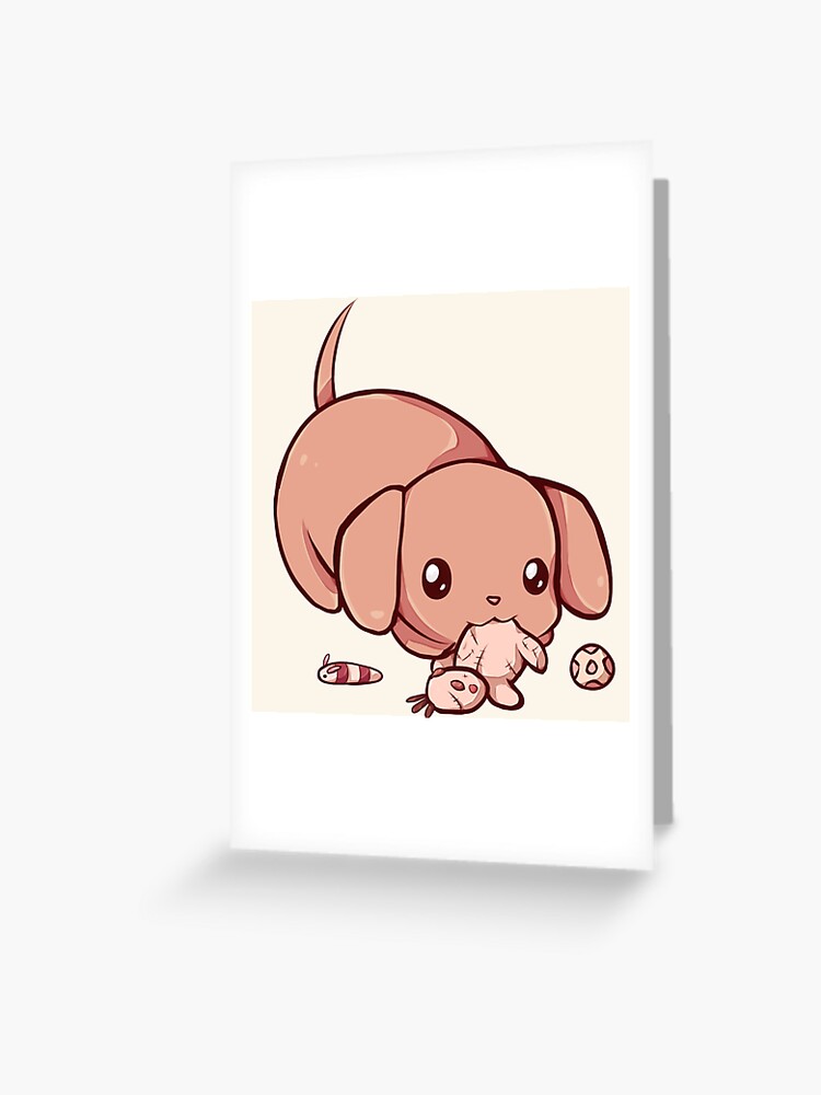 Carte De Vœux Chien Kawaii Par Flakey Redbubble