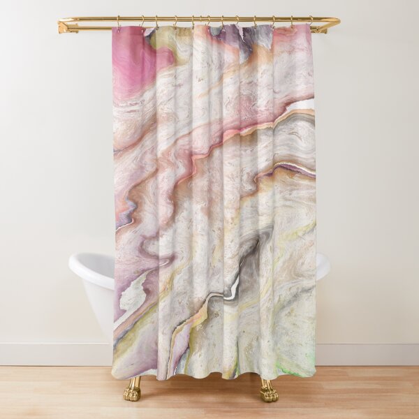 pastel coloured marble Shower Curtain