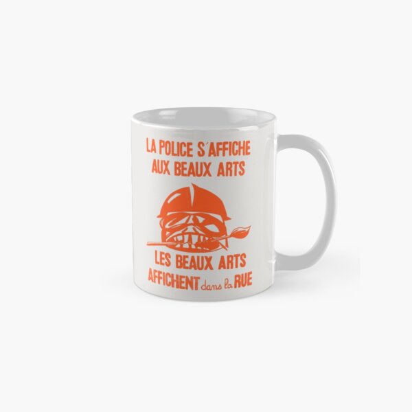 Aperçu de l'œuvre ! NOUVEAU ! Révolte de Paris, Mai 68 : 'LES BEAUX ARTS' : Original en Rouge Orange sur Gris Os créée et vendue par Day Chapman.