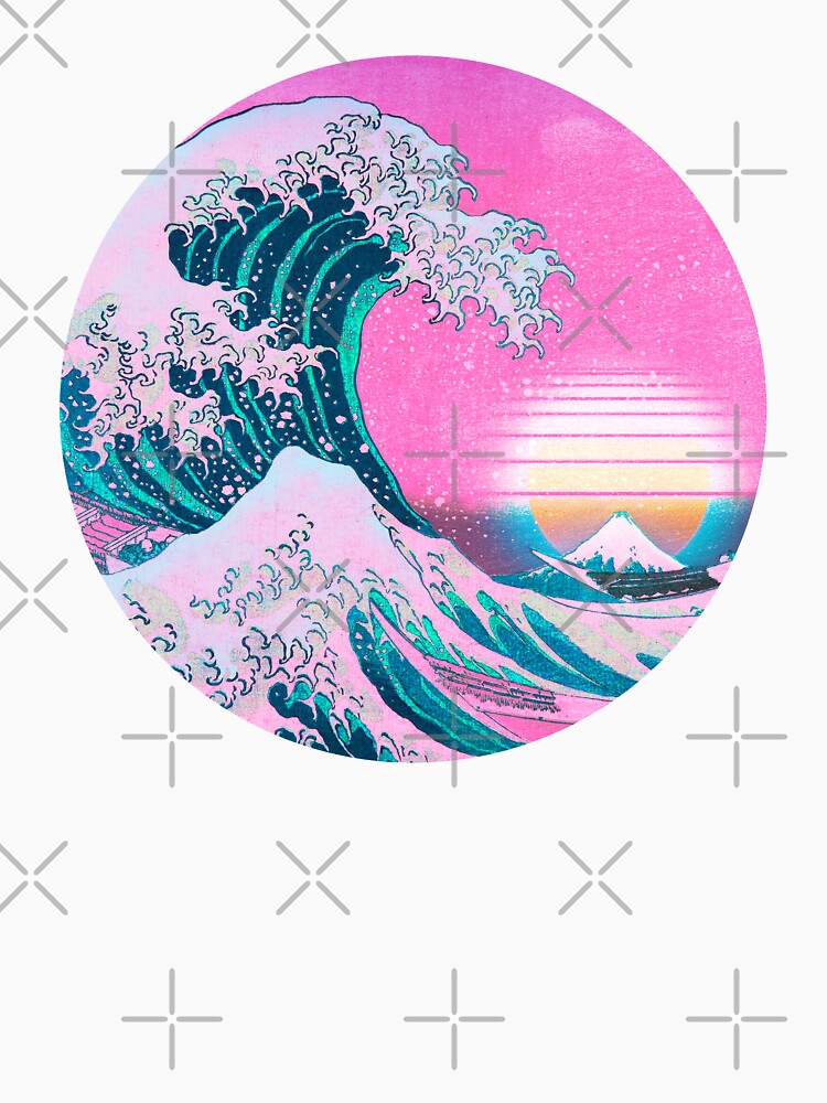 Thumbnail 7 of 7, Essential T-Shirt, Vaporwave Great Wave Off Kanagawa Aesthetic Retro Sunset designed and sold by CoitoCG.