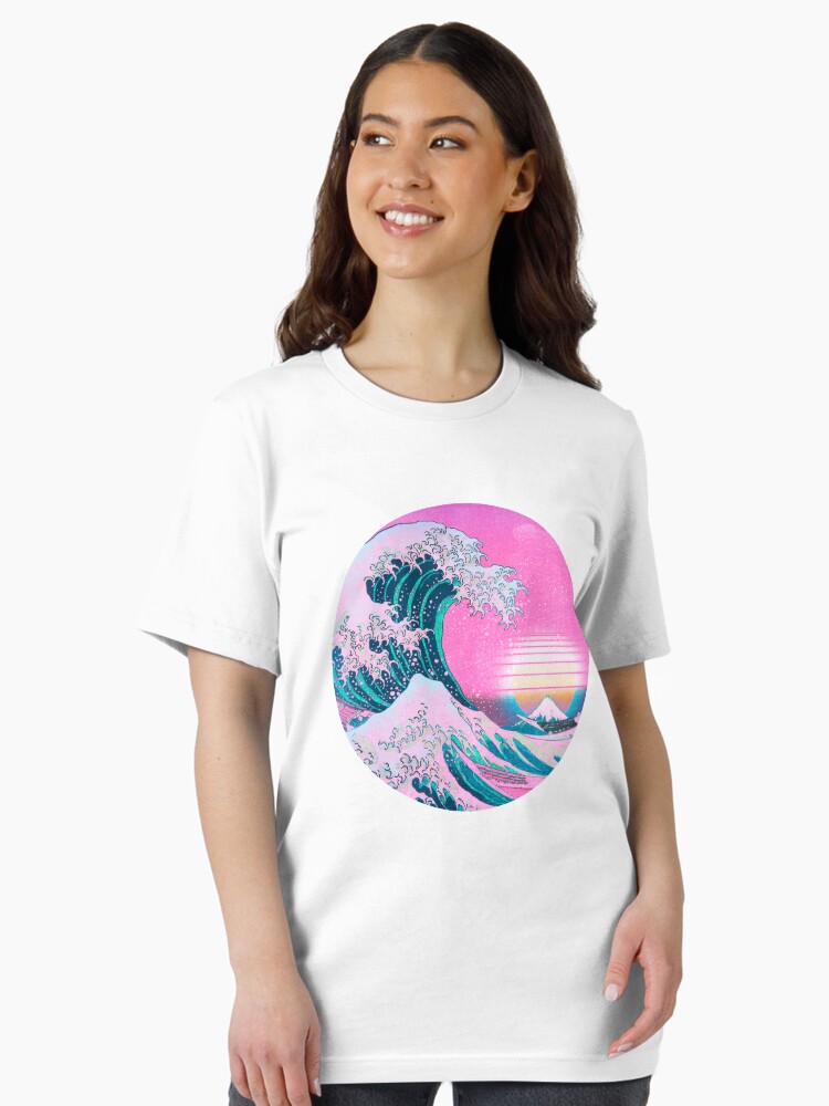Thumbnail 2 of 7, Essential T-Shirt, Vaporwave Great Wave Off Kanagawa Aesthetic Retro Sunset designed and sold by CoitoCG.