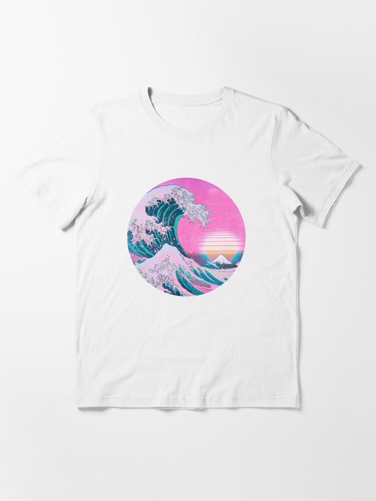 Thumbnail 3 of 7, Essential T-Shirt, Vaporwave Great Wave Off Kanagawa Aesthetic Retro Sunset designed and sold by CoitoCG.