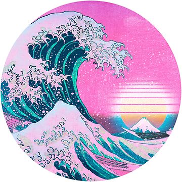 Artwork thumbnail, Vaporwave Great Wave Off Kanagawa Aesthetic Retro Sunset by CoitoCG