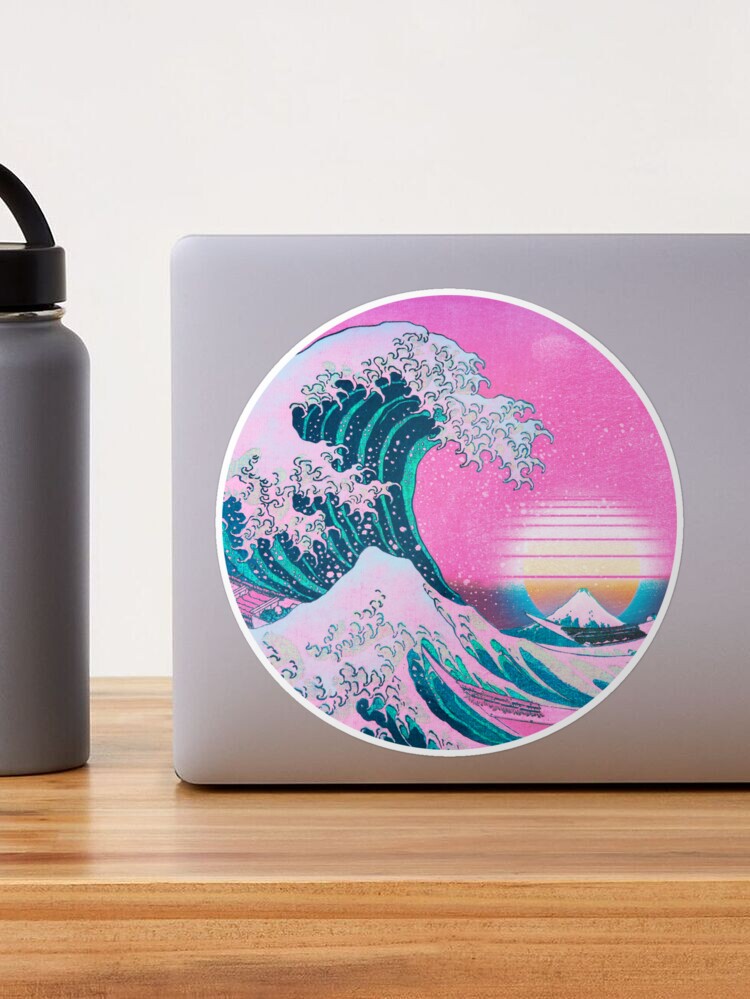 Vaporwave Aesthetic Great Wave Off Kanagawa' Water Bottle