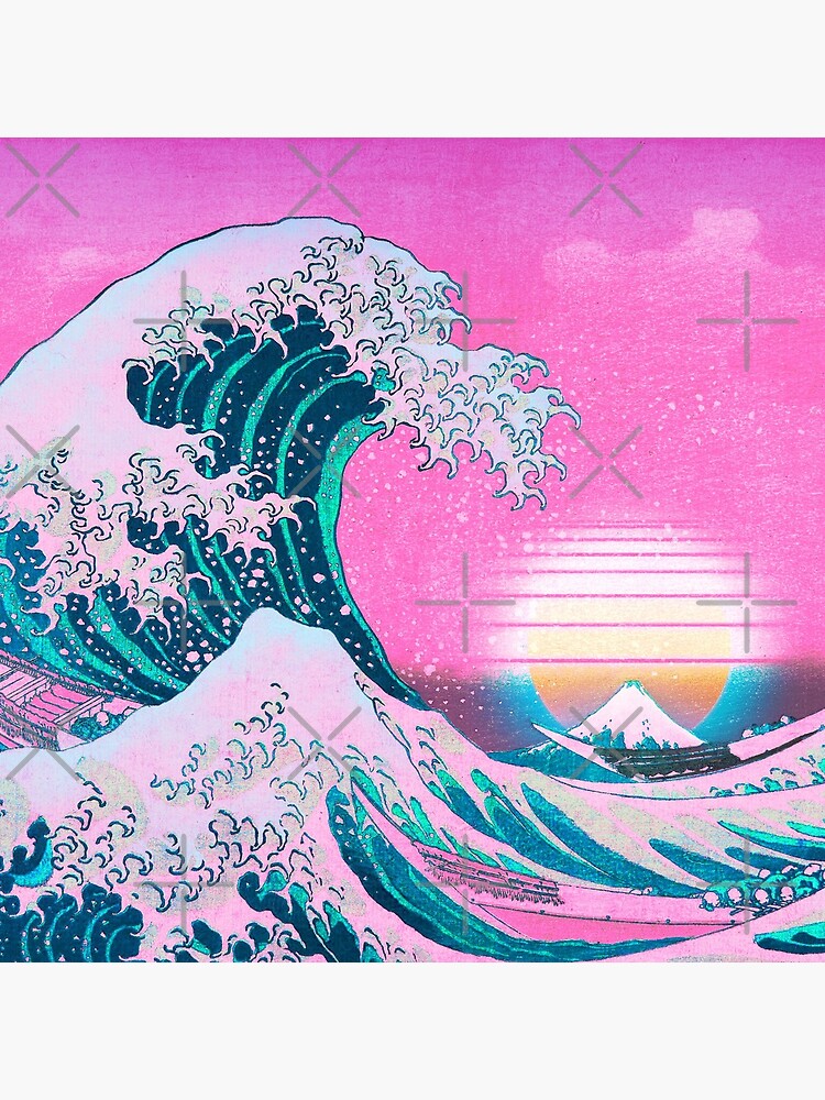 Vaporwave Aesthetic Great Wave Off Kanagawa Retro Sunset by CoitoCG