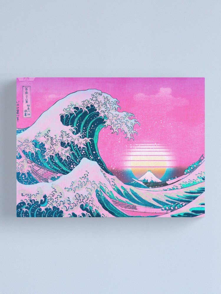 Disover Vaporwave Aesthetic Great Wave Off Kanagawa Retro Sunset | Canvas Print