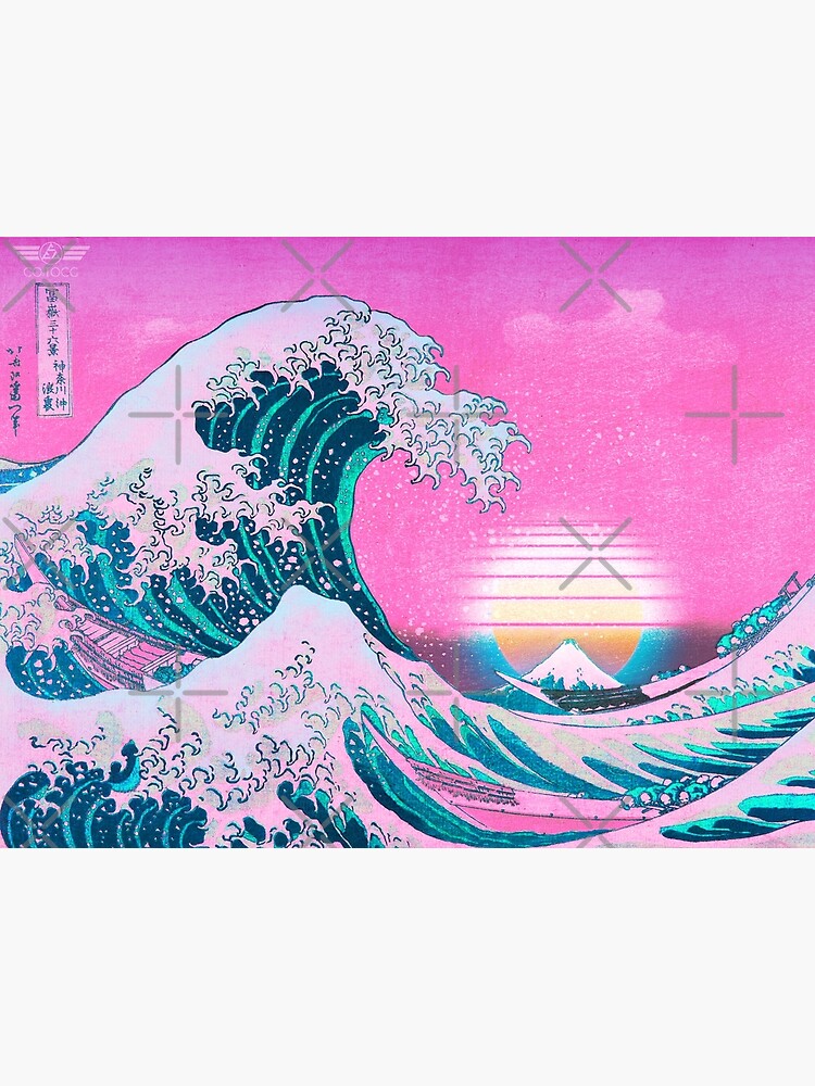 Discover Vaporwave Aesthetic Great Wave Off Kanagawa Retro Sunset Premium Matte Vertical Poster