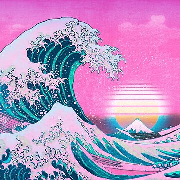 Artwork thumbnail, Vaporwave Aesthetic Great Wave Off Kanagawa Retro Sunset by CoitoCG