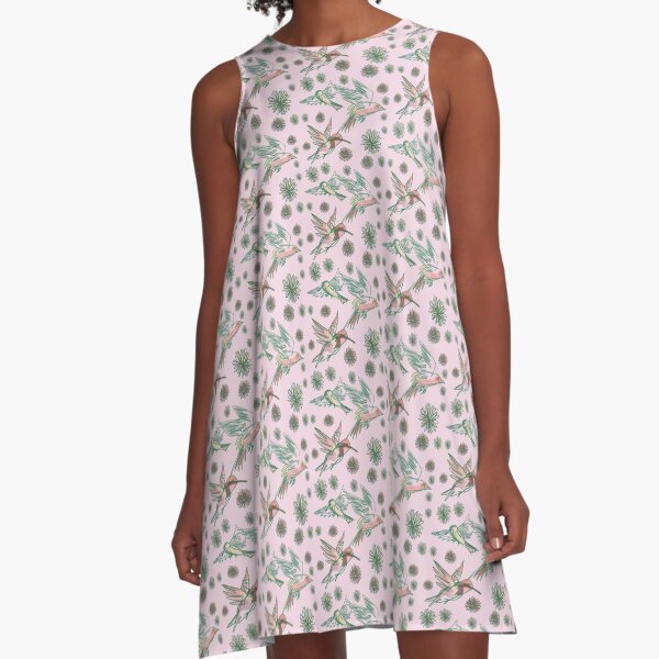 Flying birds Pink A-Line Dress