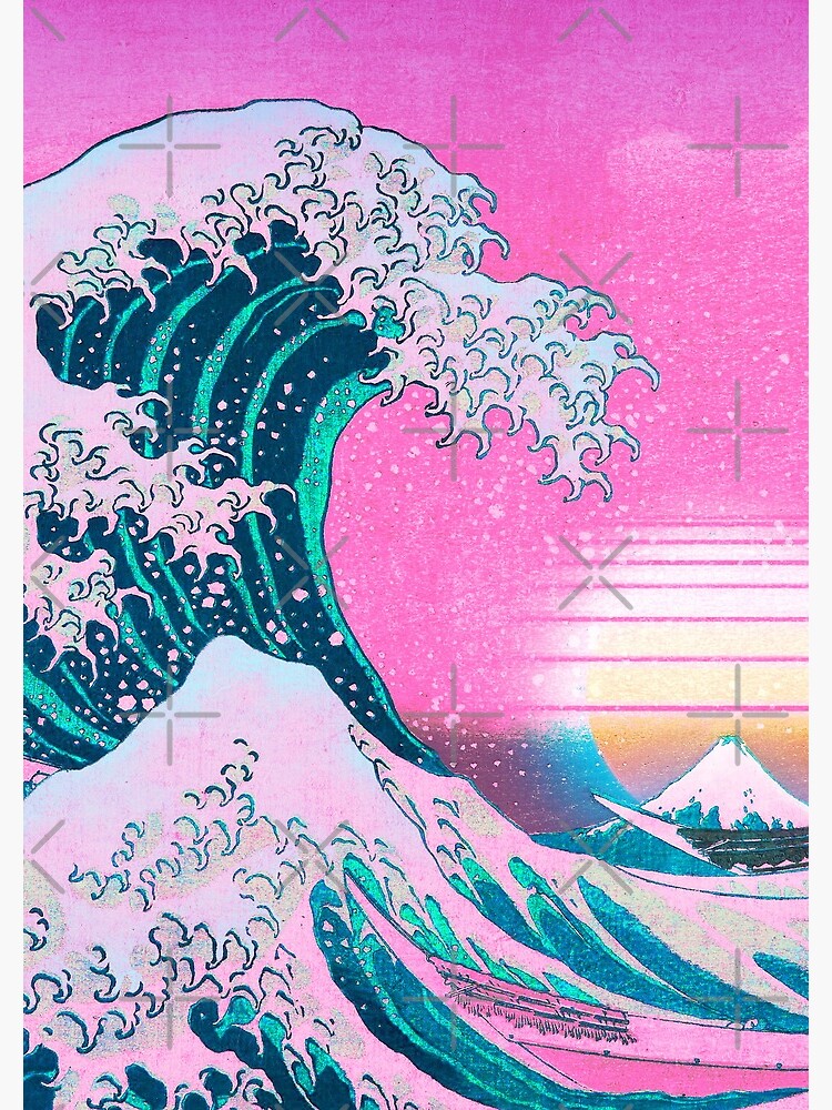 vaporwave-aesthetic-great-wave-off-kanagawa-retro-sunset-spiral