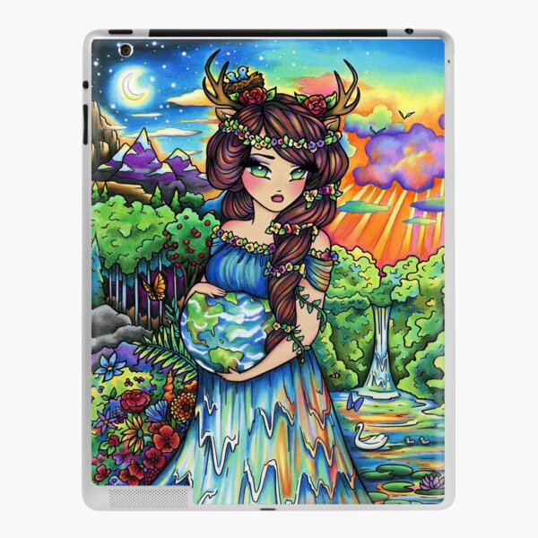 Mother Earth, Mother Nature Pregnant Fantasy Landscape Artwork iPad Skin