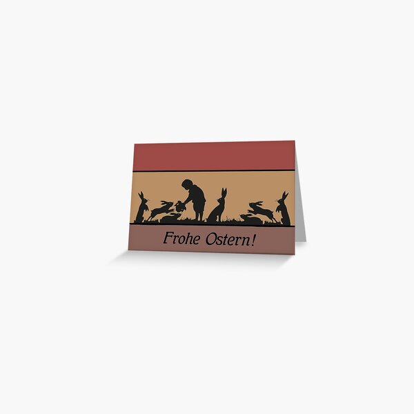 Rabbit bread, silhouette with lots of rabbits and a feeding boy Greeting Card