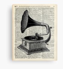 Vintage Gramophone Record Player Dictionary Art Metal Print