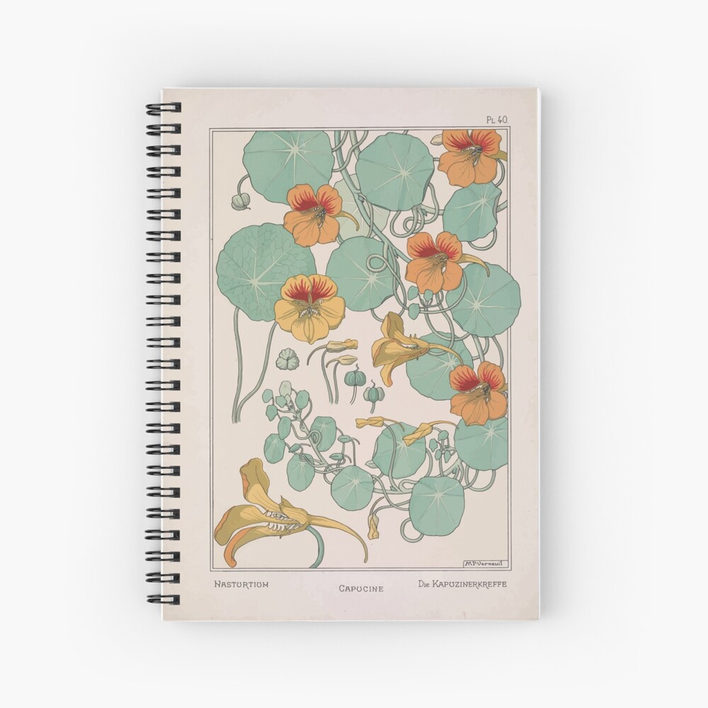 Plante et Ses Applications Ornementales Ornamental Plants Grasset Eugene Maurice Pillard Verneuil 1896 Art Nouveau 0079 Nasturtium Spiral Notebook