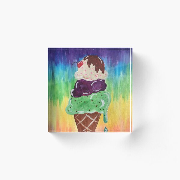 Ice Cream Cone Acrylic Painting Acrylic Block