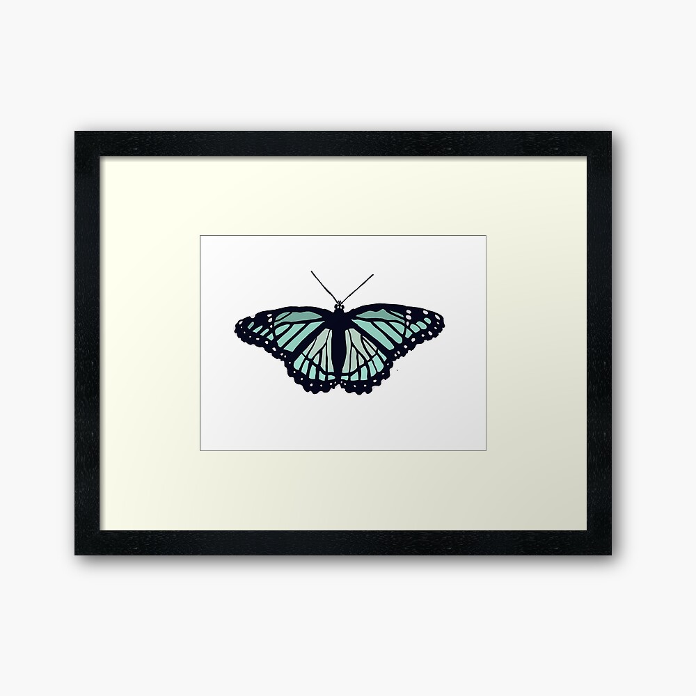 Light Blue Aesthetic Monarch Butterfly Framed Art Print By Aolaniiss Redbubble