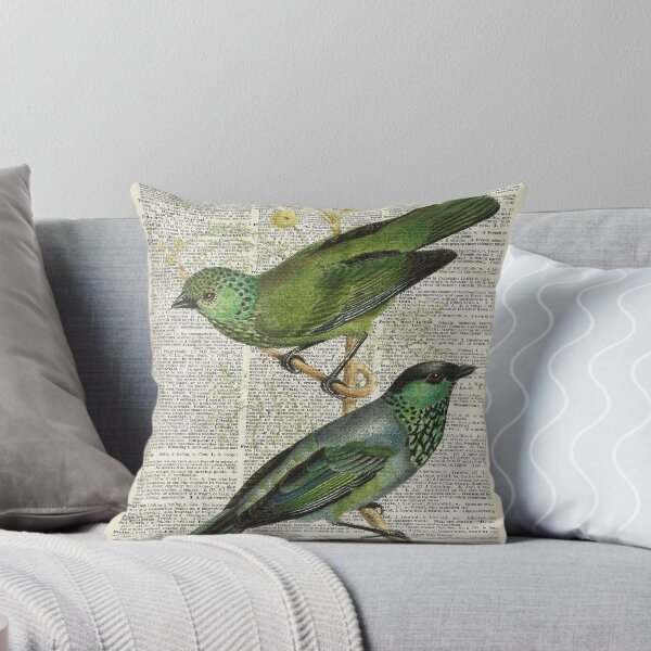 Item preview, Green Canary Brds Over Vintage Book Page designed and sold by DictionaryArt.