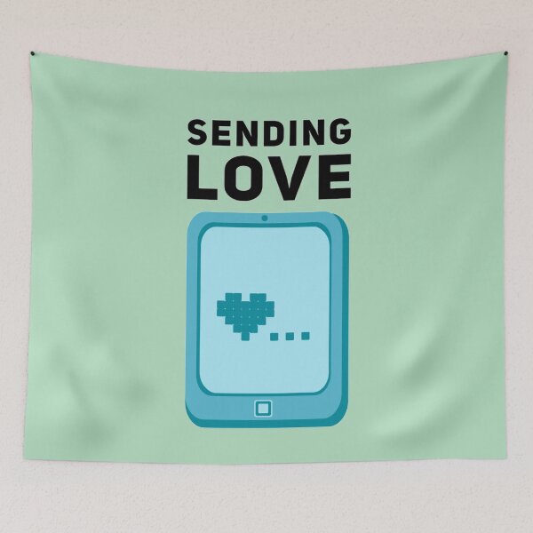 Item preview, 'Sending Love' Cute Love Message with Cartoon Phone Design designed and sold by StuffNStickers.