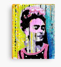 Frida Kahlo - Mixed Media with Newspaper Canvas Print