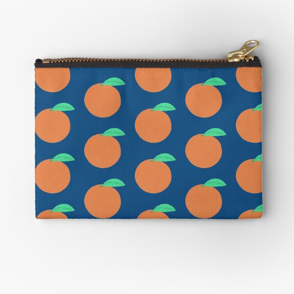 Awesome Oranges Citrus Pattern Navy Classic Blue Zipper Pouch