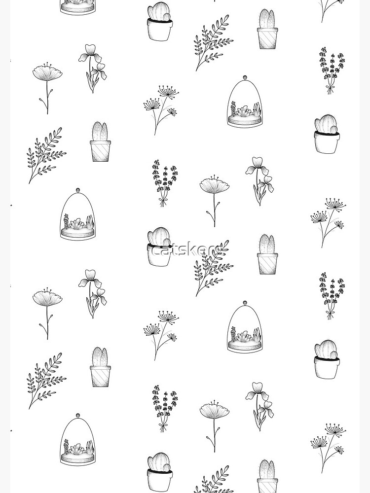 "Black & White Plant sticker sheet " Spiral Notebook by catskers