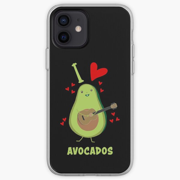 I Love Avocados With Hearts Avocado Playing Guitar Funny iPhone Soft Case