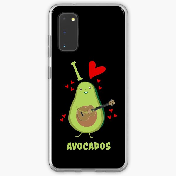 I Love Avocados With Hearts Avocado Playing Guitar Funny Samsung Galaxy Soft Case