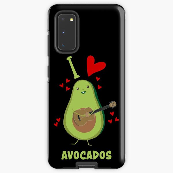 I Love Avocados With Hearts Avocado Playing Guitar Funny Samsung Galaxy Tough Case