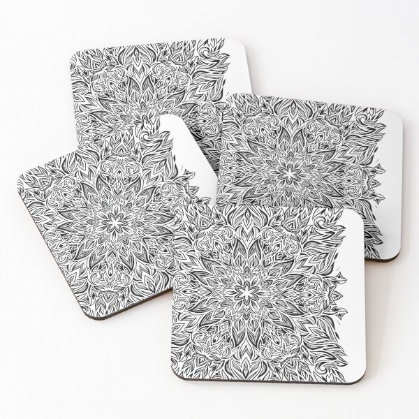 Artikelvorschau, Belaubte Natur-Mandala Schwarzweiss entworfen und verkauft von polliadesign.