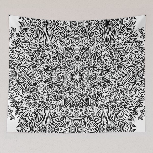 Artikelvorschau, Belaubte Natur-Mandala Schwarzweiss entworfen und verkauft von polliadesign.