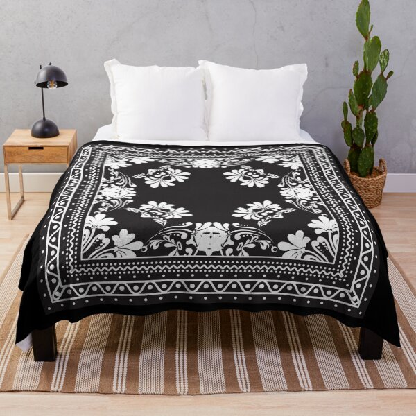 Item preview, Bandana Black & White Flower Decorative Design Zig-Zag designed and sold by emma60.