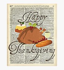 Lámina fotográfica Dictionary Art - Thanksgiving Turkey Vintage Style