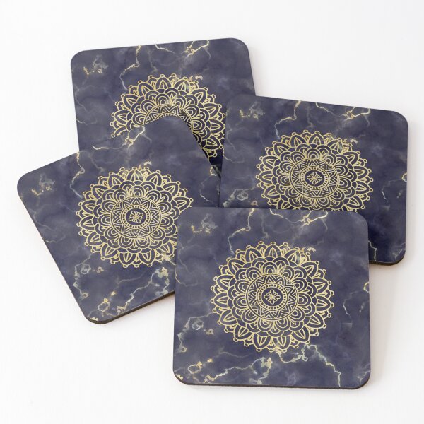 Item preview, Gold Mandala on Blue Marble designed and sold by Amy Olsen.
