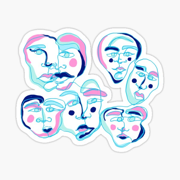 glow in dark abstract faces Sticker