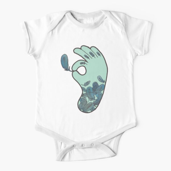 Blue Feather Tattoo Short Sleeve Baby One-Piece