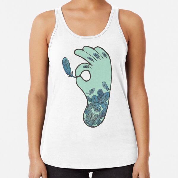 Blue Feather Tattoo Racerback Tank Top