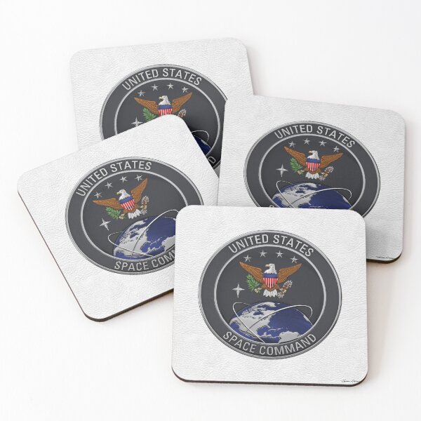 Item preview, United States Space Command - USSPACECOM Emblem over White Leather designed and sold by Serge Averbukh Art Studio.