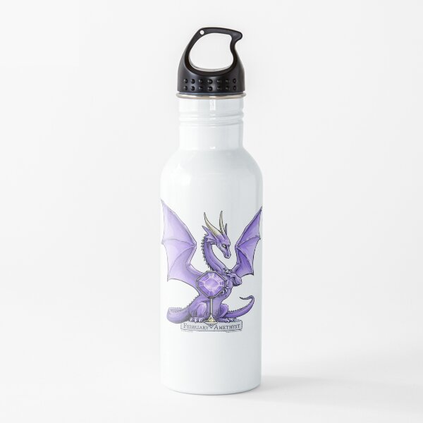 Birthstone Dragon: February Amethyst Illustration Water Bottle