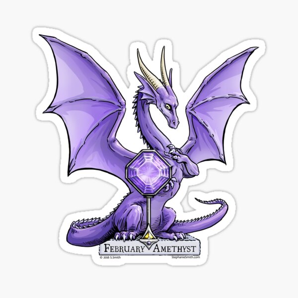 Birthstone Dragon: February Amethyst Illustration Sticker