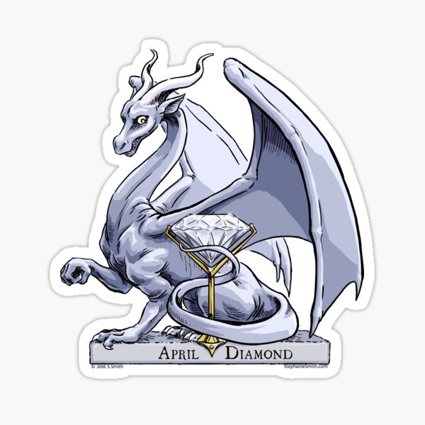 Birthstone Dragon: April Diamond Illustration Sticker