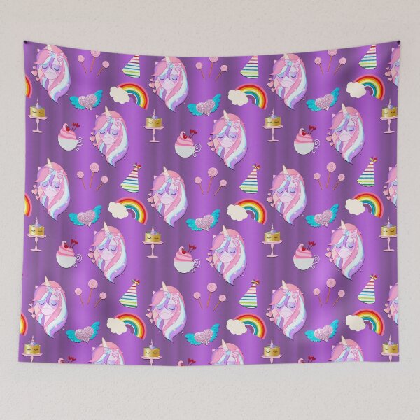 Item preview, Cute Pink Unicorn Party on Purple designed and sold by GraphicAllusion.