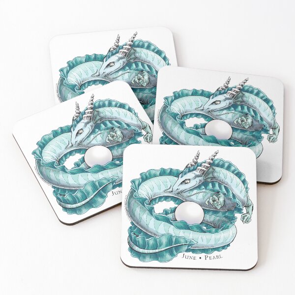 Item preview, Birthstone Dragon: June Pearl Illustration  designed and sold by stephsmith.