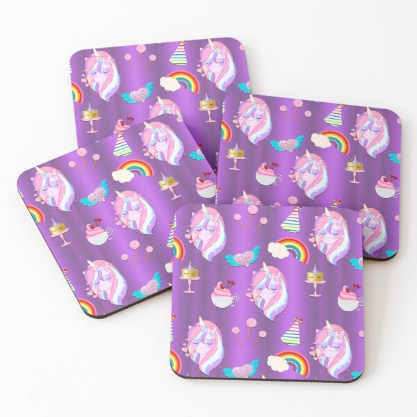 Item preview, Cute Pink Unicorn Party on Purple designed and sold by GraphicAllusion.
