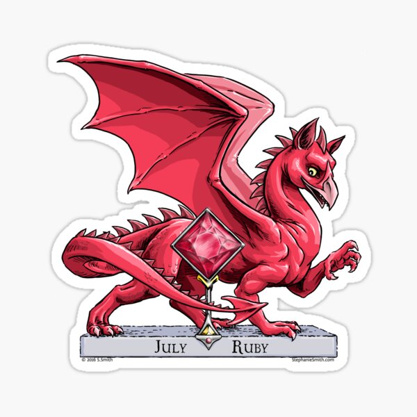 Birthstone Dragon: July Ruby Illustration Sticker