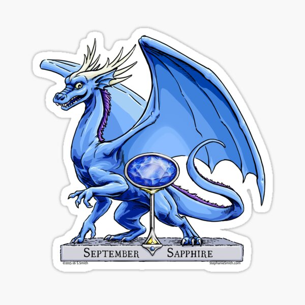 Birthstone Dragon: September Sapphire Illustration Sticker