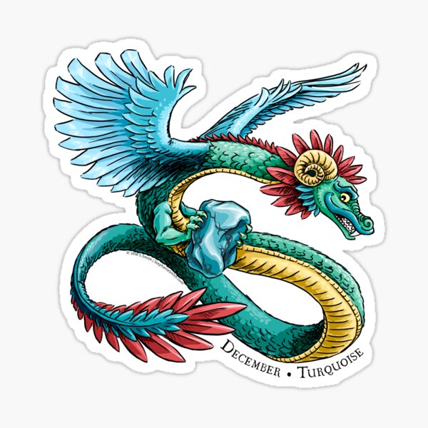 Birthstone Dragon: December Turquoise Illustration Sticker