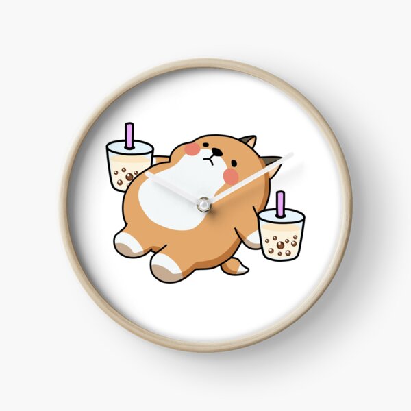 Lazy Shiba Loves Boba! Clock