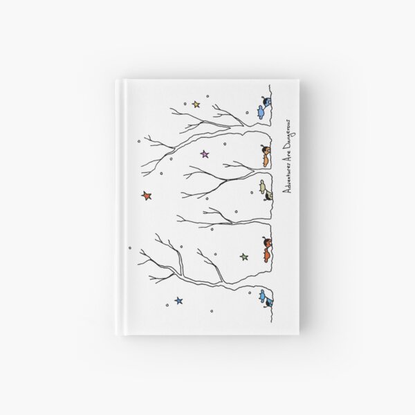 Colorful Cows in Snowy Forest with Colorful Stars Hardcover Journal